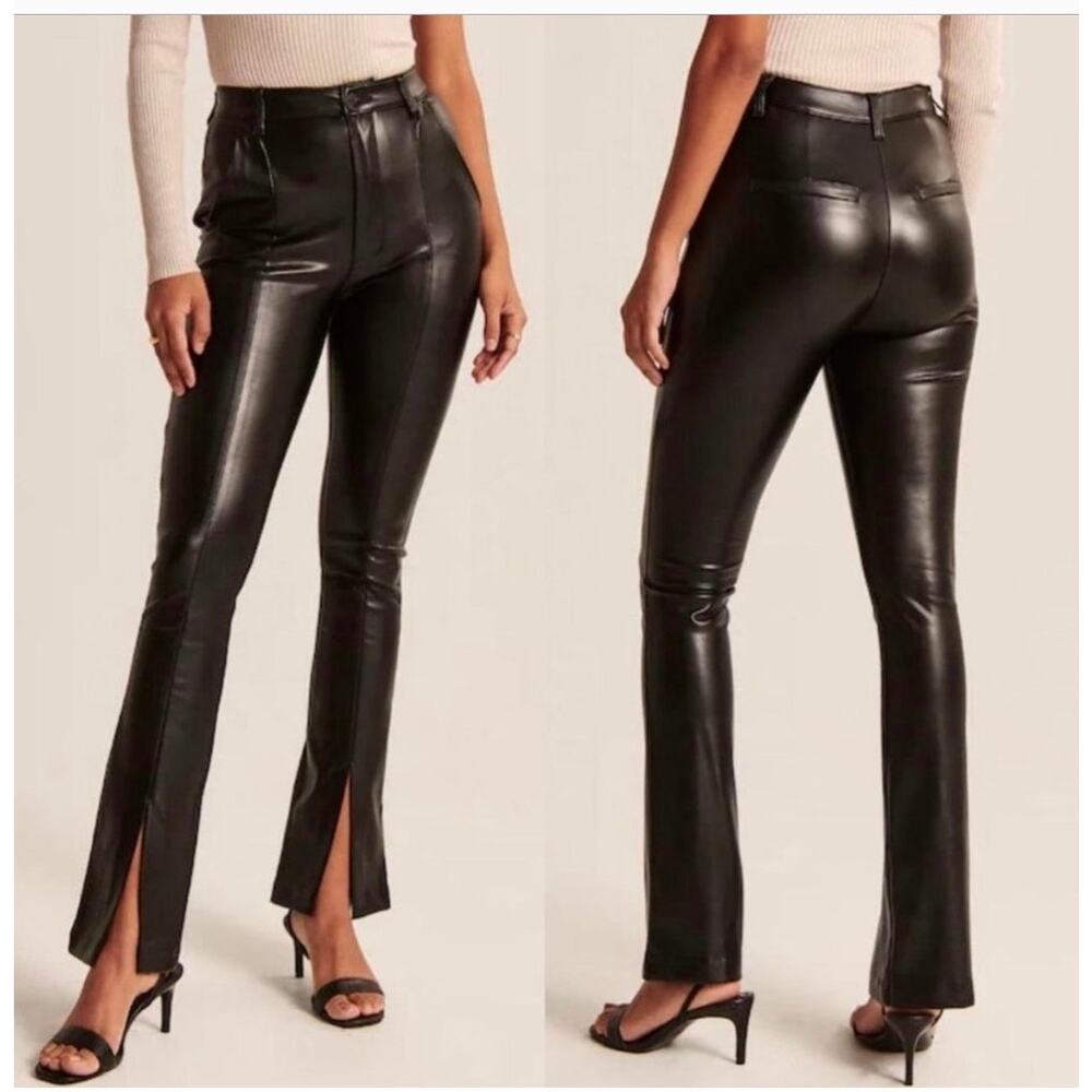 Abercrombie & Fitch The Skinny Ultra High Rise Faux Leather Pants, Size 28/ 6